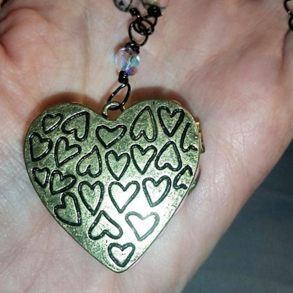 Pink Rhinestone Locket on 18" Rollo Chain - Picture 2 of 5